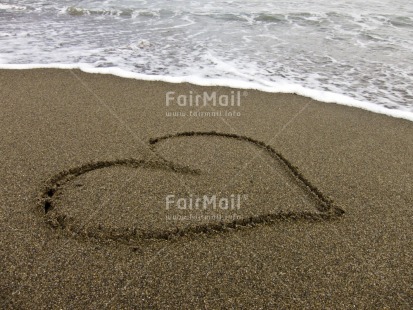Fair Trade Photo Beach, Colour image, Day, Heart, Horizontal, Love, Outdoor, Peru, Sand, Sea, South America, Valentines day