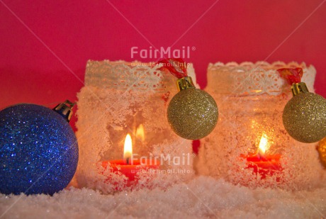 Fair Trade Photo Candle, Christmas, Christmas ball, Colour image, Horizontal, Peru, Snow, South America