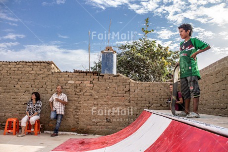 Fair Trade Photo Colour image, Horizontal, One boy, People, Peru, Skateboard, South America, Sport