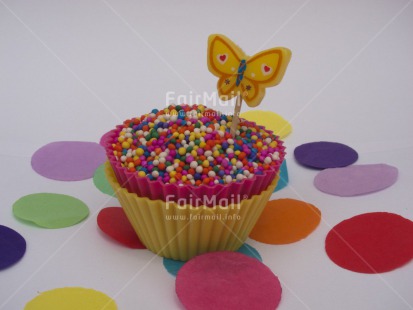 Fair Trade Photo Birthday, Butterfly, Closeup, Colour image, Cupcake, Horizontal, Invitation, Party, Peru, South America, Studio