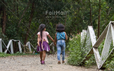 Fair Trade Photo Activity, Colour image, Friendship, Horizontal, Outdoor, People, Peru, Rural, South America, Together, Two girls, Walking