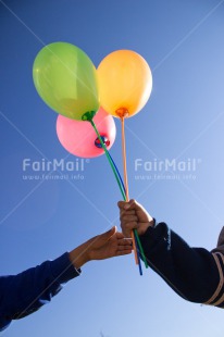 Fair Trade Photo Activity, Balloon, Birthday, Colour image, Giving, Party, People, Peru, South America, Two children, Vertical, Well done