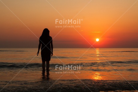 Fair Trade Photo Beach, Colour image, Emotions, Evening, Holiday, Horizontal, Loneliness, Netherlands, One girl, Outdoor, People, Peru, Scenic, Sea, Silhouette, South America, Sunset, Travel