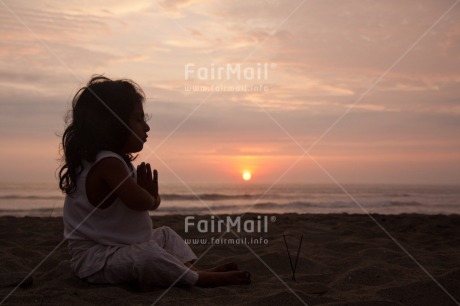 Fair Trade Photo Activity, Beach, Colour image, Evening, Horizontal, Meditating, One girl, Outdoor, Peace, People, Peru, Sea, Shooting style, Silhouette, Sitting, South America, Sunset, Wellness, Yoga