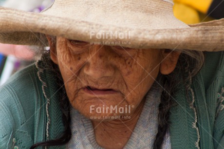 Fair Trade Photo Closeup, Colour image, Horizontal, Old age, One woman, People, Peru, Shooting style, Sombrero, South America