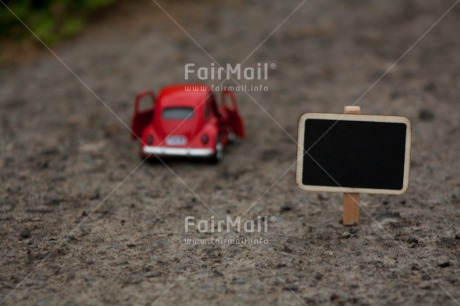 Fair Trade Photo Blackboard, Car, Colour image, Father, Fathers day, Holiday, Horizontal, Message, Peru, Red, Road, South America, Street, Toy, Transport, Travel