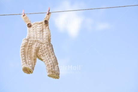 Fair Trade Photo Birth, Blue, Chachapoyas, Cloth, Clouds, Colour image, Hanging wire, Horizontal, New baby, Peg, Peru, Sky, South America, White