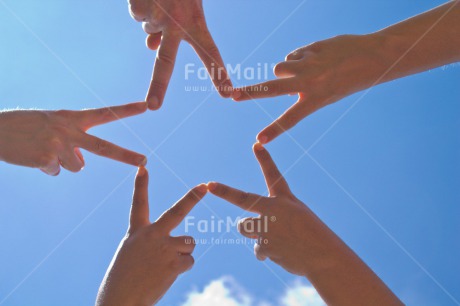 Fair Trade Photo Blue, Christmas, Closeup, Colour image, Cooperation, Day, Friendship, Hand, Horizontal, Low angle view, Outdoor, People, Peru, Sky, South America, Star, Together