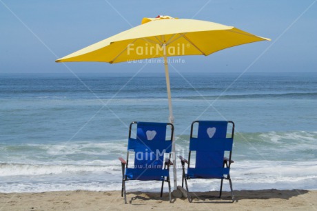 Fair Trade Photo Beach, Chair, Colour image, Friendship, Heart, Holiday, Horizontal, Love, Peru, Relax, Retirement, Sand, Sea, South America, Summer, Together, Water