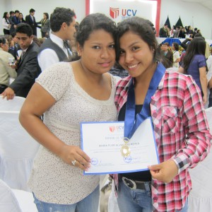 Mariaflor (r) after the ceremony with her friend Cinthia