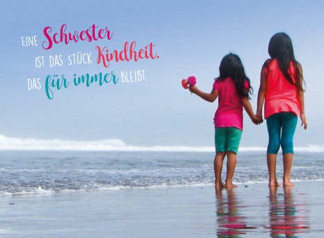 Fair Trade Photo Greeting Card 10-15_years, 5_-10_years, Activity, Beach, Children, Colour image, Flowers, Friendship, Girls, Holding, Holding hands, Horizontal, Latin, People, Peru, Sea, Sister, Sorry, South America, Thank you, Walking, Water