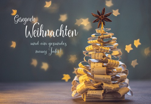 Fair Trade Photo Greeting Card Blue, Christmas, Colour image, Horizontal, Indoor, Light, Paper, Peru, Seasons, South America, Star, Tree, White, Winter