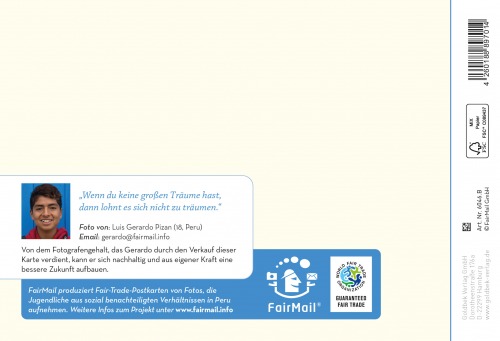 Fair Trade Photo Greeting Card Bag, Biodiversity, Blue, Care, Change, Climate, Colour, Colour image, Earth, Eco-friendly, Environment, Food, Future, Globe, Green, Grow, Horizontal, Keep, Life, Nature, Object, Peru, Place, Planet, Pollution, Protection, Resilience, Save, Seed, South America, World Backside