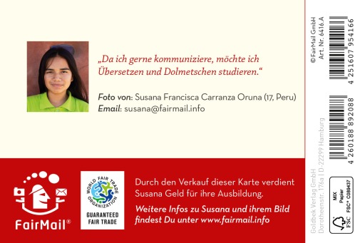 Fair Trade Photo Greeting Card Flower, Flowers, Friendship, Gratitude, Nature, Peru, South America, Thank you, Thinking of you, Yellow Backside