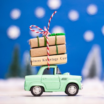 Fair Trade Photo Greeting Card Car, Christmas, Present, Snow