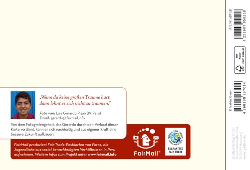 Fair Trade Photo Greeting Card  Backside