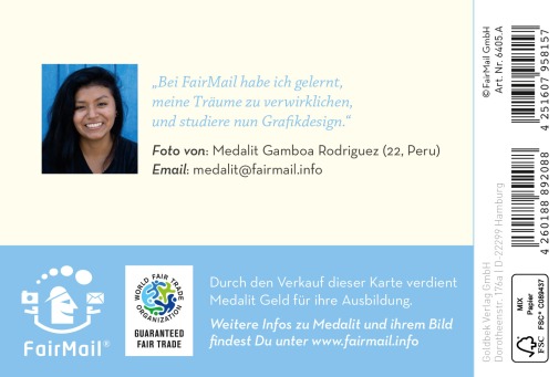 Fair Trade Photo Greeting Card Birthday, Friend, Friendship, Heart, Life, Love Backside