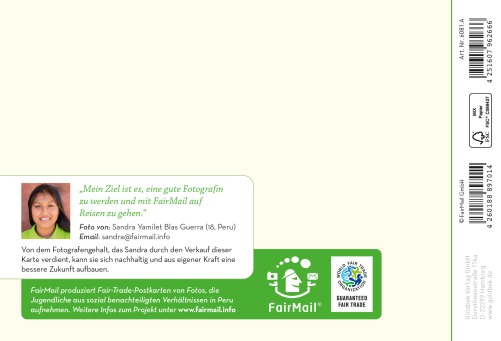 Fair Trade Photo Greeting Card Birthday, Friend, Friendship, Good luck, Happiness, Happy, Smile, Smiling Backside