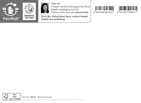 Fair Trade Photo Greeting Card Friend, Friendship, Love, Peru, Pink, Thank you, Thinking of you Backside