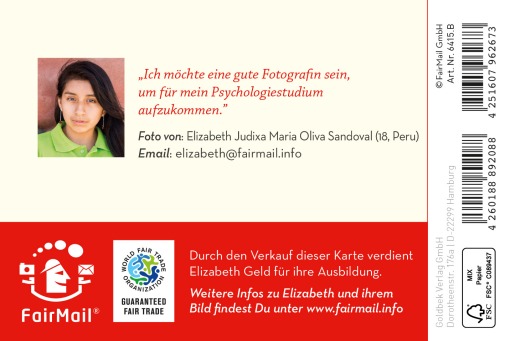 Fair Trade Photo Greeting Card Friend, Friendship, Good luck, Thinking of you Backside