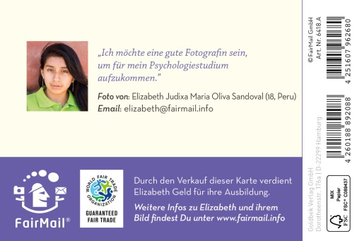 Fair Trade Photo Greeting Card Friend, Friendship, Heart, Love, Mother, Mothers day, Thinking of you Backside