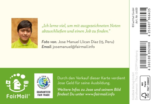 Fair Trade Photo Greeting Card  Backside