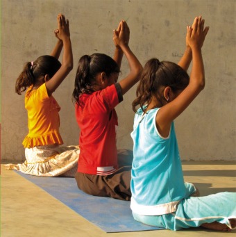 Fair Trade Photo Greeting Card 10-15_years, Activity, Asia, Asian, Casual clothing, Clothing, Colour image, Day, Friendship, Group of girls, Horizontal, India, Outdoor, People, Sitting, Spirituality, Together, Wellness, Wisdom, Yoga, Youth