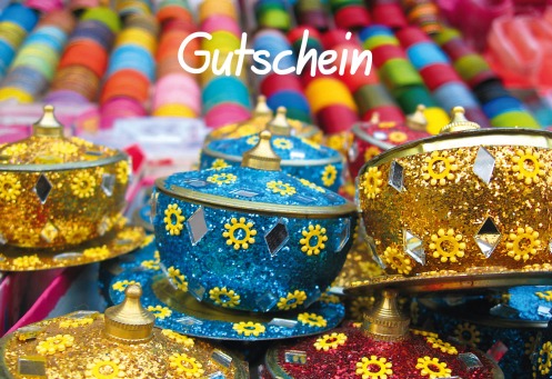 Fair Trade Photo Greeting Card Asia, Colour image, Ethnic-folklore, Horizontal, India, Market, Multi-coloured, Streetlife
