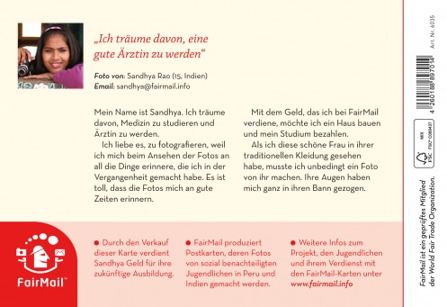 Fair Trade Photo Greeting Card 20-25_years, Asia, Asian, Bride, Closeup, Clothing, Colour image, Emotions, Ethnic-folklore, Horizontal, India, Jewelry, Marriage, One girl, People, Portraits, Sadness, Thinking of you, Traditional clothing, Woman Backside