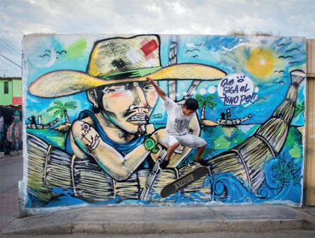 Fair Trade Photo Greeting Card Activity, Colour image, Danger, Day, Graffity, Horizontal, Huanchaco, Latin, Outdoor, People, Peru, Skateboard, South America, Sport, Street, Streetlife