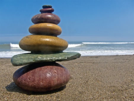 Fair Trade Photo Greeting Card Balance, Beach, Closeup, Colour image, Condolence-Sympathy, Peru, Sea, South America, Stone, Summer, Water, Wellness