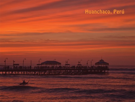 Fair Trade Photo Greeting Card Colour image, Ethnic-folklore, Horizontal, Huanchaco, Peru, Scenic, South America, Sunset, Travel