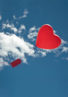 Fair Trade Photo Greeting Card Blue, Clouds, Colour image, Heart, Horizontal, Love, Peru, Red, Sky, South America, Summer, Valentines day, White