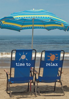 Fair Trade Photo Greeting Card Beach, Chair, Colour image, Day, Friendship, Holiday, Horizontal, Outdoor, Peru, Sea, South America, Summer, Travel