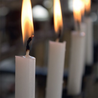 Fair Trade Photo Greeting Card Candle, Christmas, Church, Closeup, Flame, Horizontal, Peru, South America