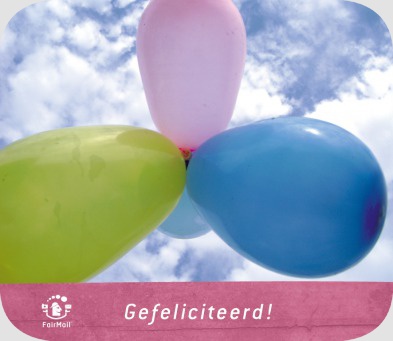 Fair Trade Photo Greeting Card Balloon, Birth, Birthday, Blue, Colour image, Congratulations, Day, Horizontal, Multi-coloured, New baby, Outdoor, Party, Peru, Pink, Seasons, Sky, South America, Summer