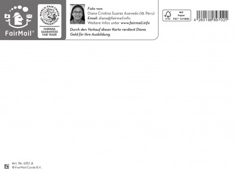 Fair Trade Photo Greeting Card Animals, Colour image, Cute, Dog, Horizontal, Peru, Puppy, Soapbubble, South America Backside