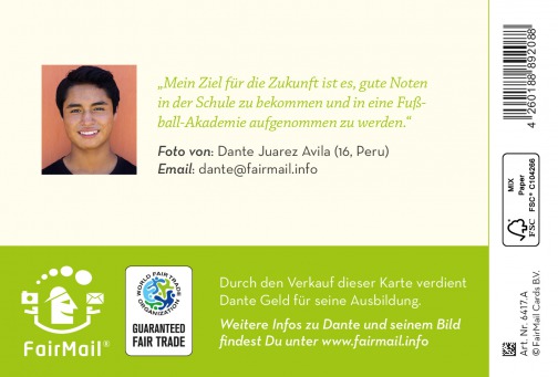 Fair Trade Photo Greeting Card Colour image, Heart, Horizontal, Love, Marriage, Peru, South America, Valentines day, Vintage, Wedding, Wood Backside