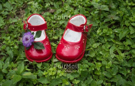 Fair Trade Photo Birth, Closeup, Colour image, Girl, Green, Horizontal, Leaf, New baby, People, Peru, Red, Shoe, Shooting style, South America