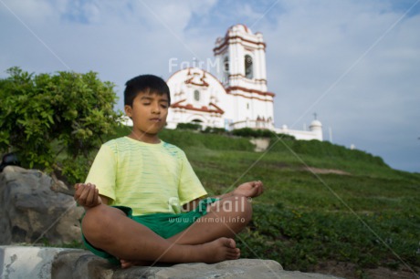 Fair Trade Photo 10-15 years, Colour image, Horizontal, Latin, One boy, Outdoor, Peace, People, Peru, South America, Wellness, Yoga