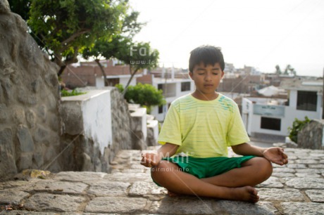 Fair Trade Photo 10-15 years, Colour image, Horizontal, Latin, One boy, Outdoor, Peace, People, Peru, South America, Wellness, Yoga