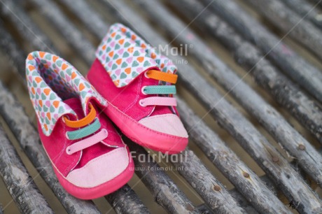 Fair Trade Photo Birth, Closeup, Colour image, Girl, Horizontal, New baby, People, Peru, Pink, Shoe, Shooting style, South America