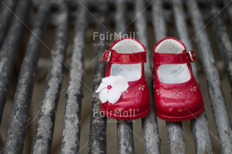 Fair Trade Photo Birth, Colour image, Flower, Horizontal, New baby, Peru, Red, Shoe, South America