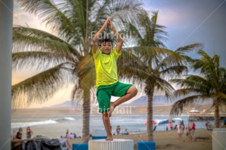 Fair Trade Photo Colour image, Horizontal, One boy, Palmtree, Peace, People, Spirituality, Wellness, Yoga