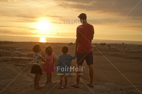 Fair Trade Photo Colour image, Friendship, Group of children, Horizontal, People, Peru, Shooting style, Silhouette, South America, Sunset