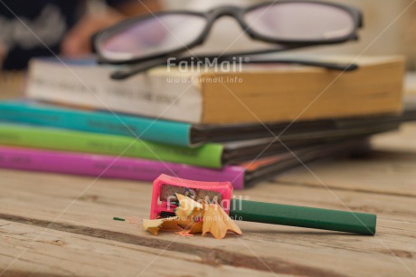 Fair Trade Photo Activity, Book, Colour image, Desk, Education, Exams, Glasses, Horizontal, Multi-coloured, Pencil, Peru, School, Sharpening, South America, Studying