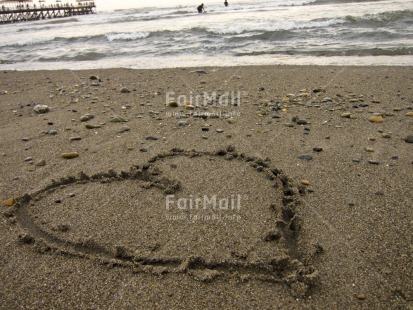 Fair Trade Photo Beach, Colour image, Day, Heart, Horizontal, Love, Marriage, Outdoor, Peru, Sand, Sea, South America, Stone, Valentines day