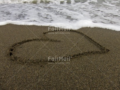 Fair Trade Photo Beach, Colour image, Day, Heart, Horizontal, Love, Outdoor, Peru, Sand, Sea, South America, Valentines day