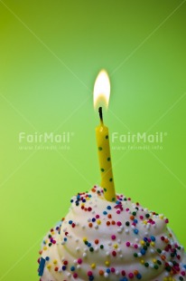 Fair Trade Photo Birthday, Cake, Candle, Colour image, Congratulations, Flame, Green, Indoor, Invitation, Party, Peru, South America, Studio, Tabletop, Vertical, Yellow