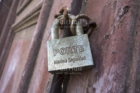 Fair Trade Photo Closeup, Colour image, Day, Door, Horizontal, Letter, Lock, Outdoor, Peru, Safety, South America